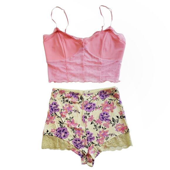 FREE PEOPLE bralette Oh La La Booty polka dot sheer mesh lace pink bra Sz XS NEW - Picture 7 of 7